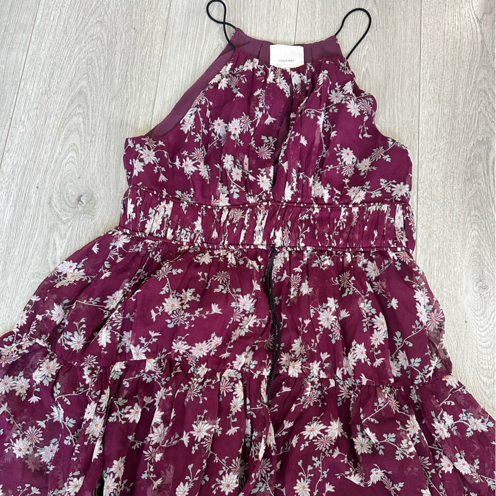 Cinq a Sept Burgundy Floral Dress